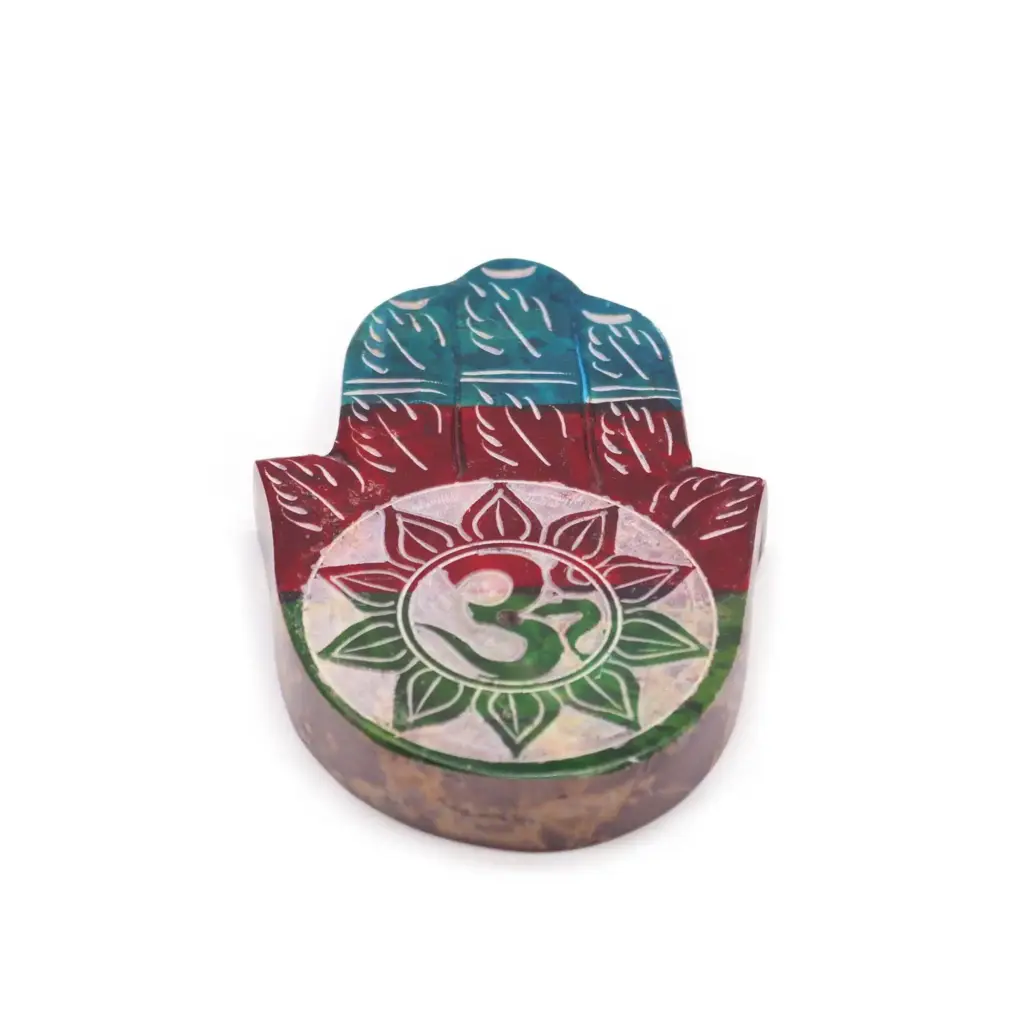 Soapstone Hamsa Incense Holder – OM | www.artisangoods.co.uk