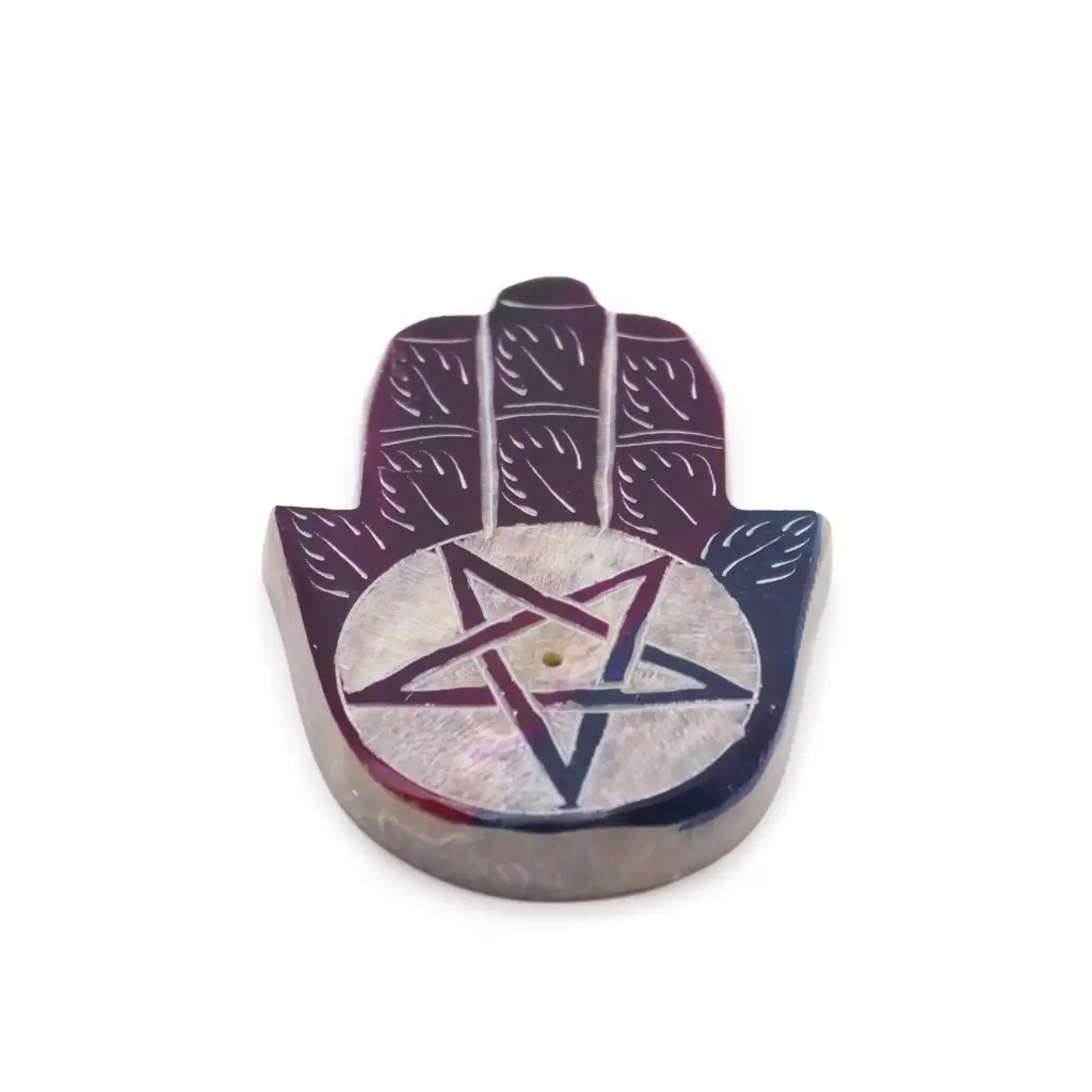 Soapstone Hamsa Incense Holder – Pentagon | www.artisangoods.co.uk