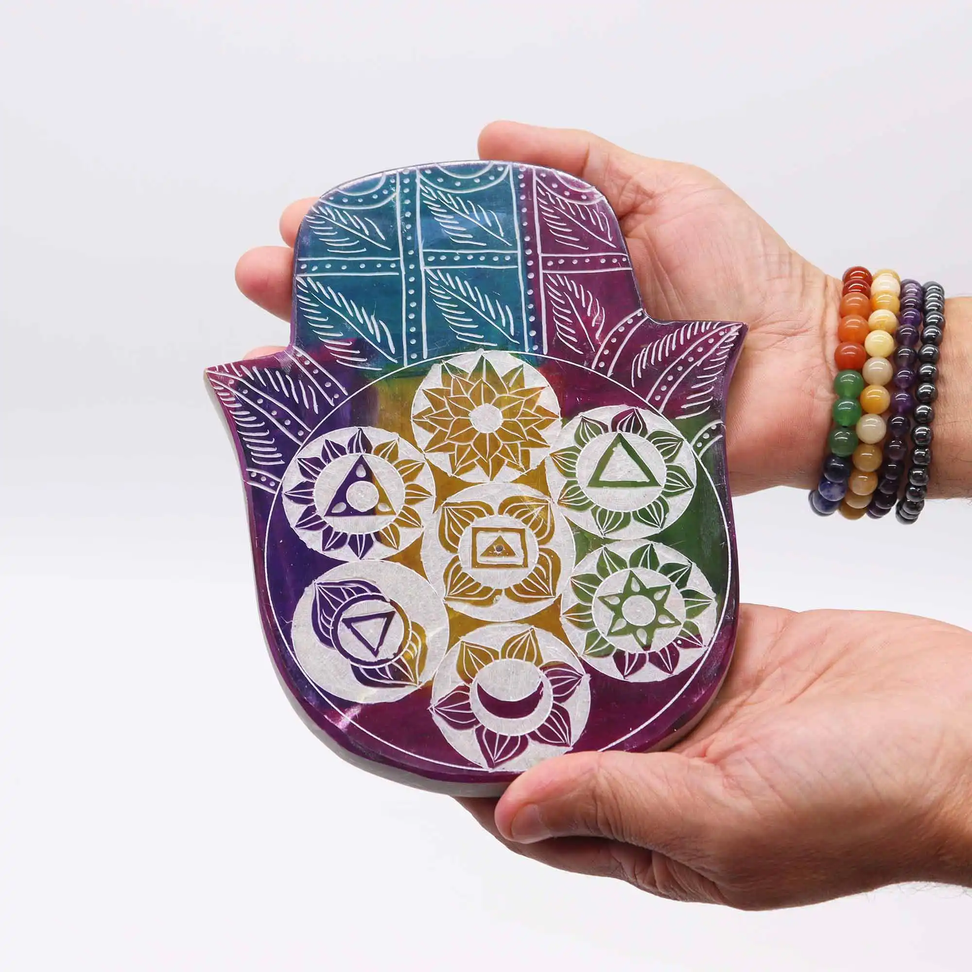 Soapstone Lrg Hamsa Incense Holder – 7 Chakra | www.artisangoods.co.uk 3 Soapstone Lrg Hamsa Incense Holder – 7 Chakra | www.artisangoods.co.uk 2