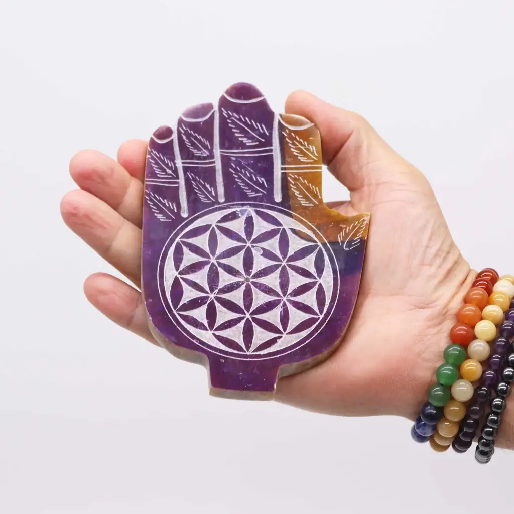 Soapstone Med Hamsa Incense Holder – Flower of Life | www.artisangoods.co.uk 2 Soapstone Med Hamsa Incense Holder – Flower of Life | www.artisangoods.co.uk 2