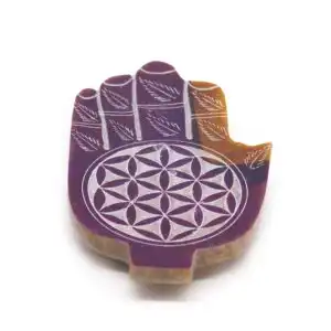 Soapstone Med Hamsa Incense Holder – Flower of Life | www.artisangoods.co.uk 1