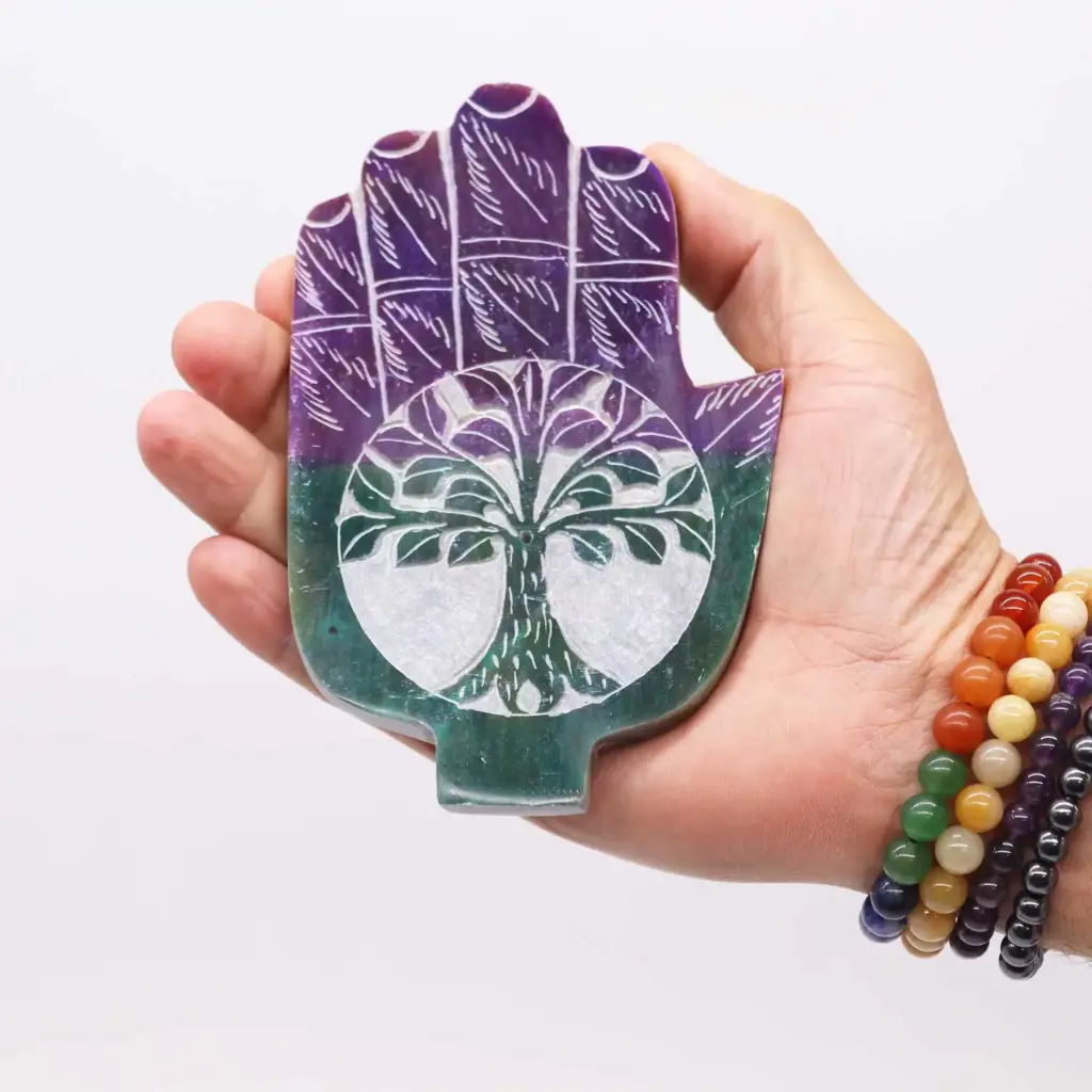Soapstone Med Hamsa Incense Holder – Tree of Life | www.artisangoods.co.uk 3