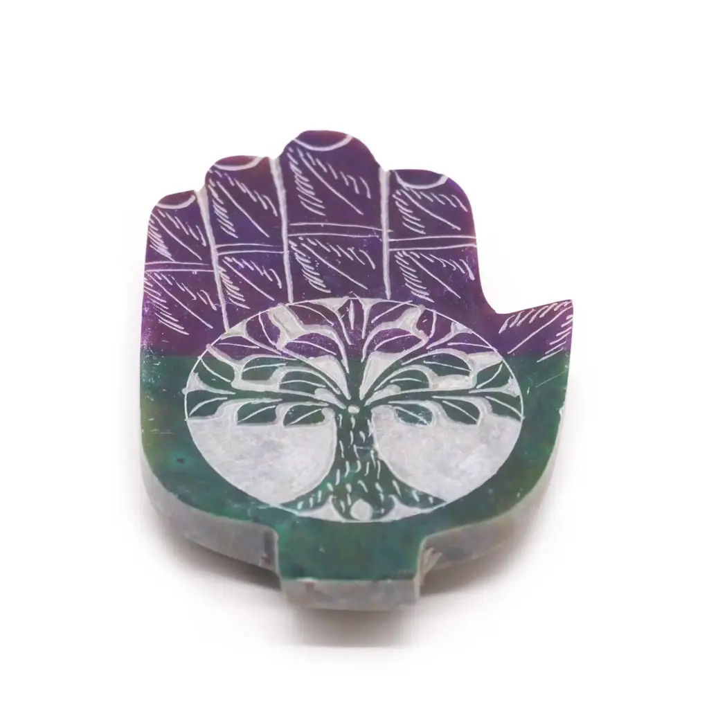Soapstone Med Hamsa Incense Holder – Tree of Life | www.artisangoods.co.uk