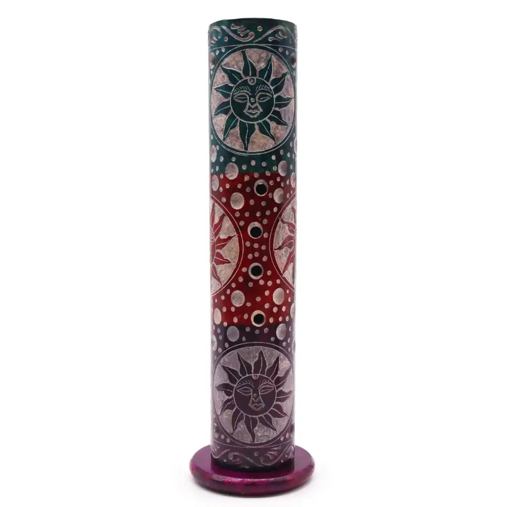 Soapstone Round Tower Incense Holder – Suns | www.artisangoods.co.uk