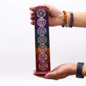 Soapstone Square Tower Incense Holder – 7 Charkras | www.artisangoods.co.uk 3