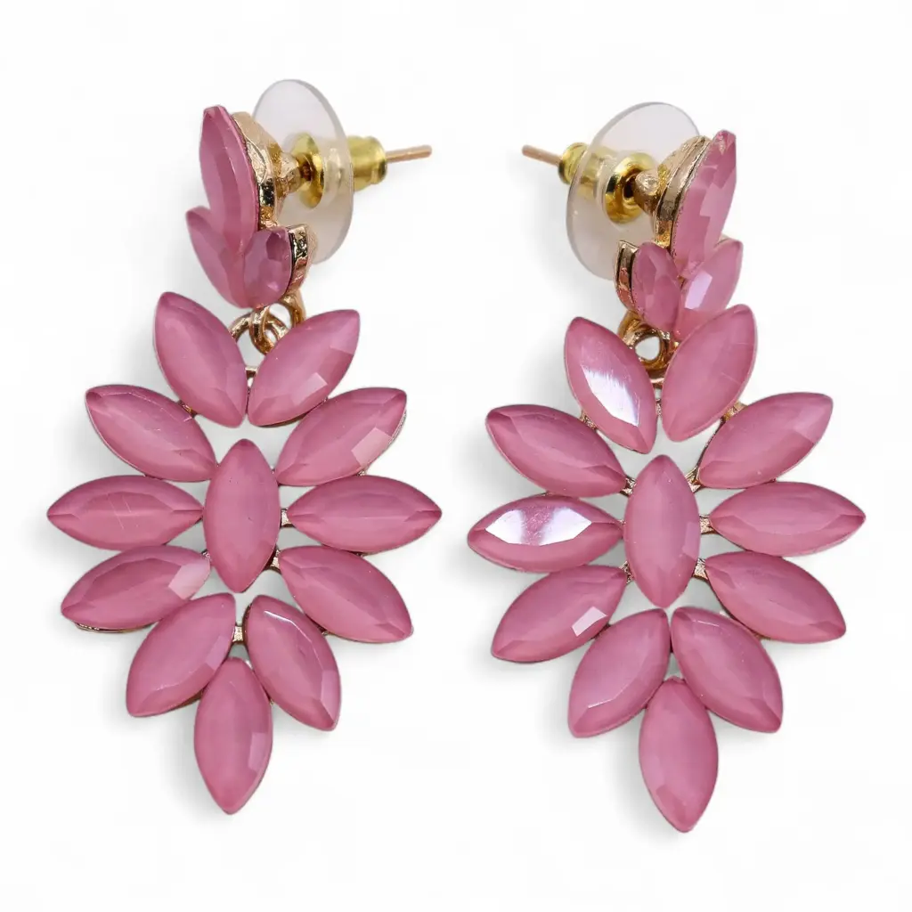 Soft Pink – Vintage Glass – Long Drop – Earrings | www.artisangoods.co.uk