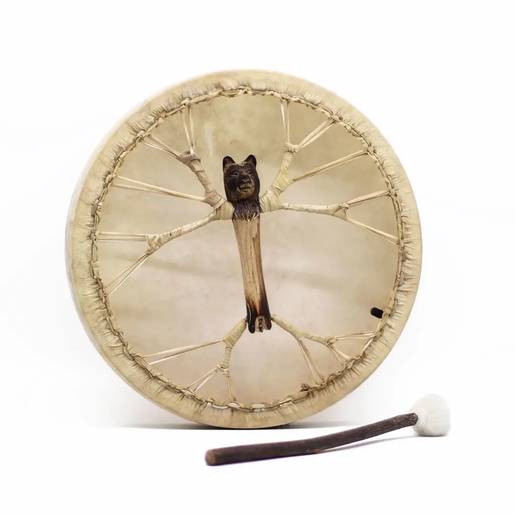 Spirit of the Bear – Shaman Drum & Stick- Tunable – 40cm | www.artisangoods.co.uk