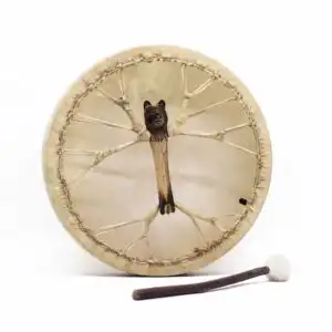 Spirit of the Bear – Shaman Drum & Stick- Tunable – 40cm | www.artisangoods.co.uk 1