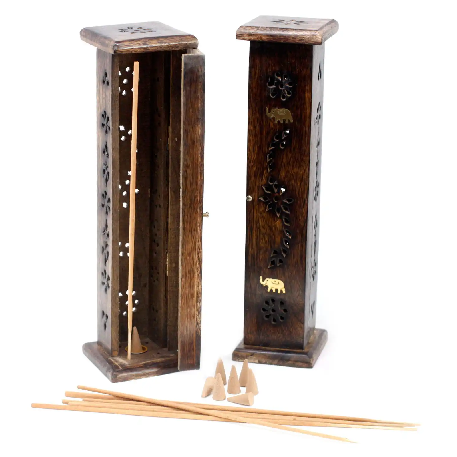 Square Incense Tower – Brass inlay – Mango Wood | www.artisangoods.co.uk 4 Square Incense Tower – Brass inlay – Mango Wood | www.artisangoods.co.uk 3