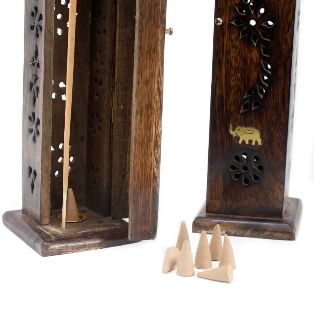 Square Incense Tower – Brass inlay – Mango Wood | www.artisangoods.co.uk 2 Square Incense Tower – Brass inlay – Mango Wood | www.artisangoods.co.uk 2