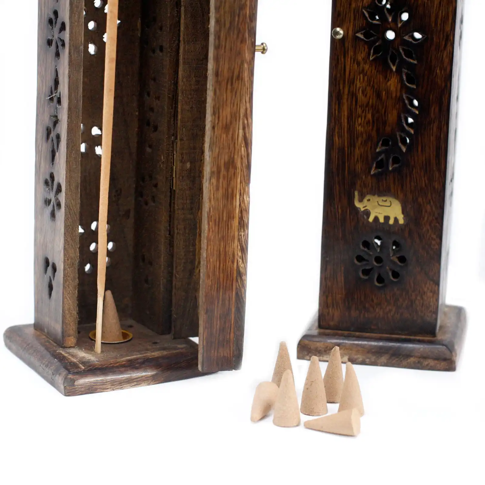 Square Incense Tower – Brass inlay – Mango Wood | www.artisangoods.co.uk 3 Square Incense Tower – Brass inlay – Mango Wood | www.artisangoods.co.uk 2