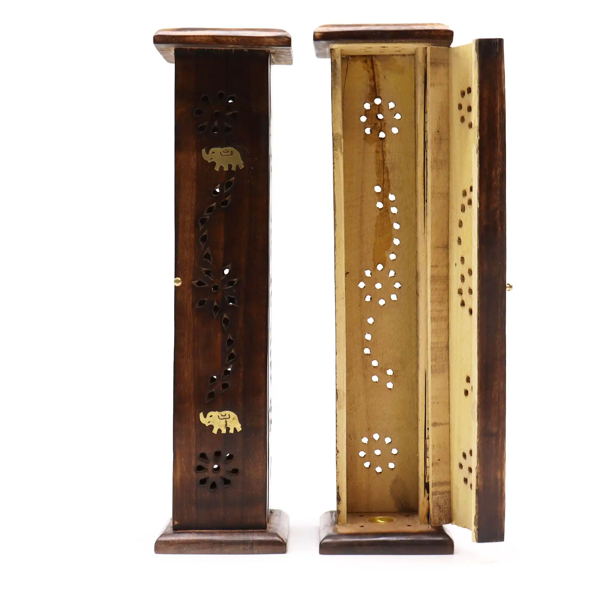 Square Incense Tower – Brass inlay – Mango Wood | www.artisangoods.co.uk 2 Square Incense Tower – Brass inlay – Mango Wood | www.artisangoods.co.uk 1