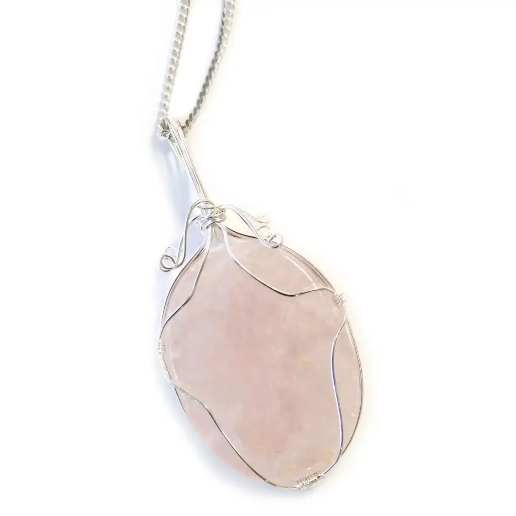 Swirl Wrapped Gemstone Necklace – Rose Quartz | www.artisangoods.co.uk 3