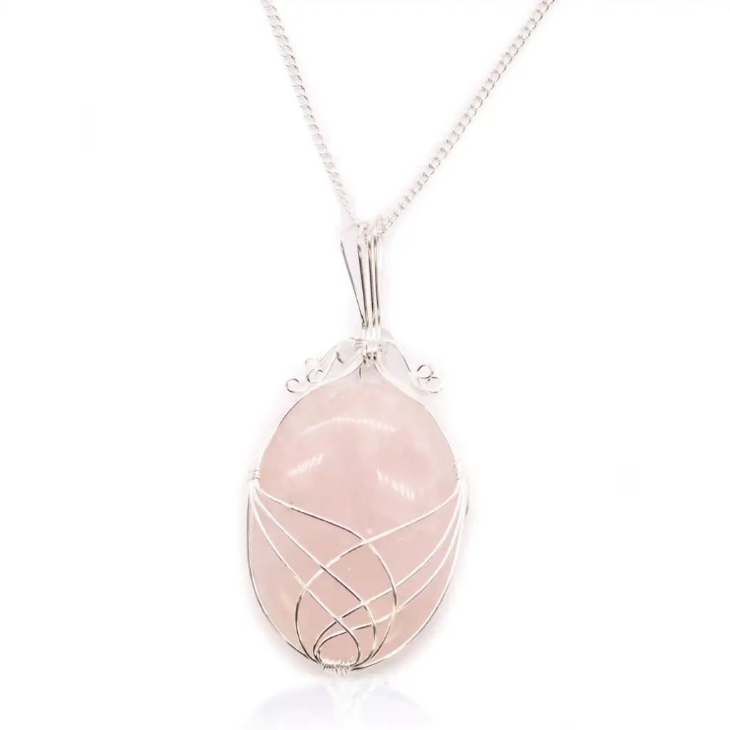 Swirl Wrapped Gemstone Necklace – Rose Quartz | www.artisangoods.co.uk