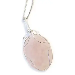 Swirl Wrapped Gemstone Necklace – Rose Quartz | www.artisangoods.co.uk 3