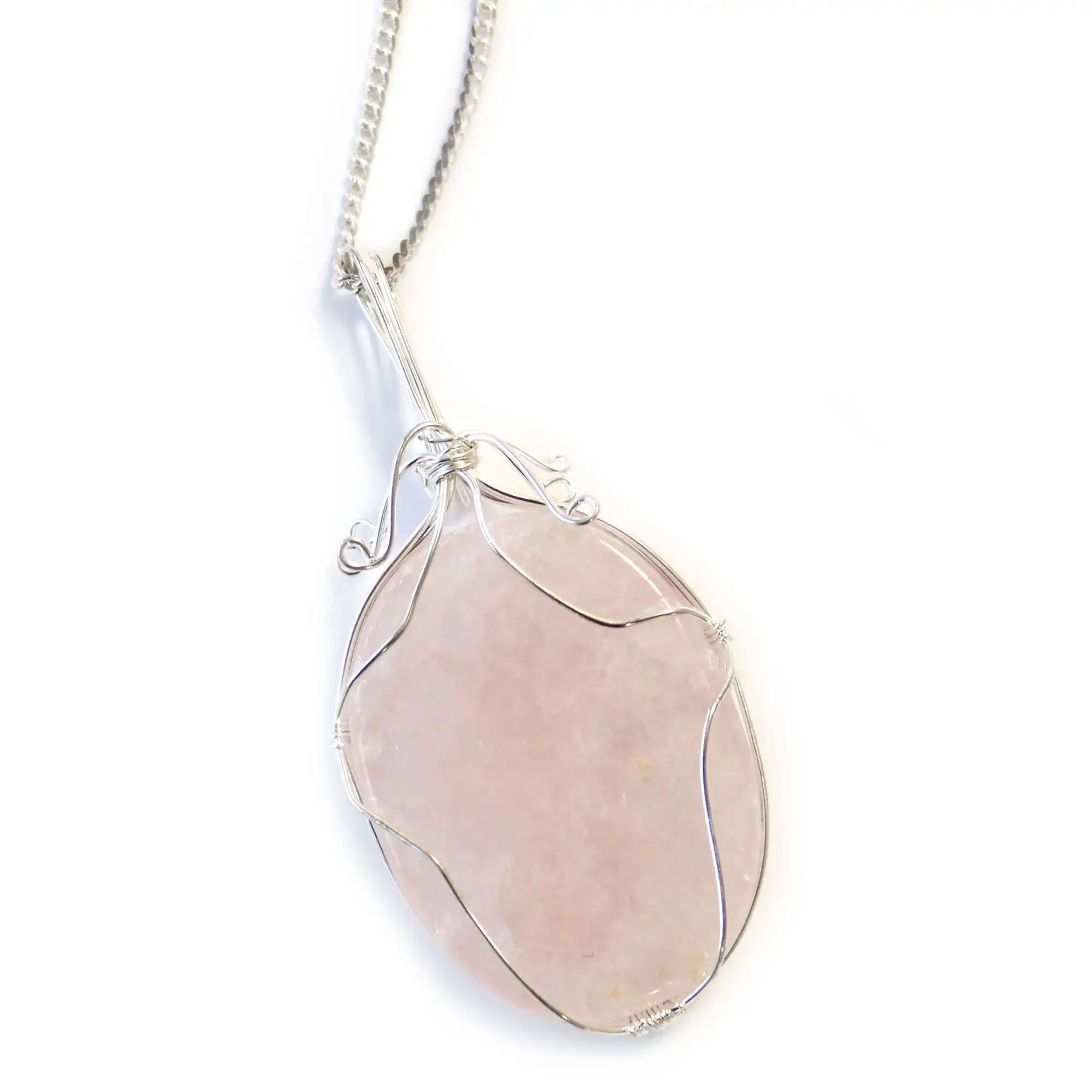 Swirl Wrapped Gemstone Necklace – Rose Quartz | www.artisangoods.co.uk 4 Swirl Wrapped Gemstone Necklace – Rose Quartz | www.artisangoods.co.uk 3