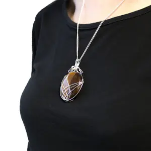Swirl Wrapped Gemstone Necklace – Tiger Eye | www.artisangoods.co.uk 3