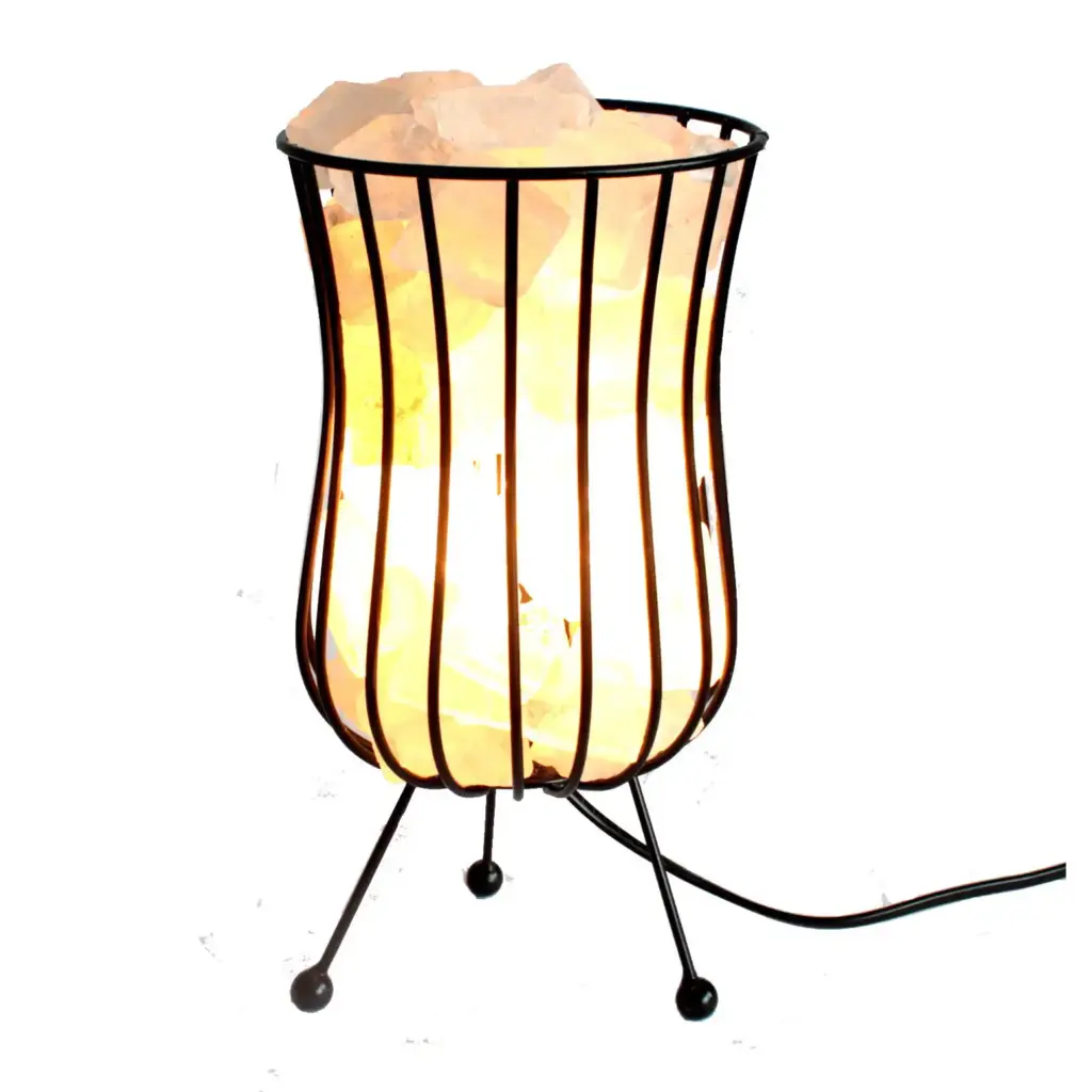 Tall Salt Rock Brazier, White Salt Chunks, Cable & Bulb | www.artisangoods.co.uk