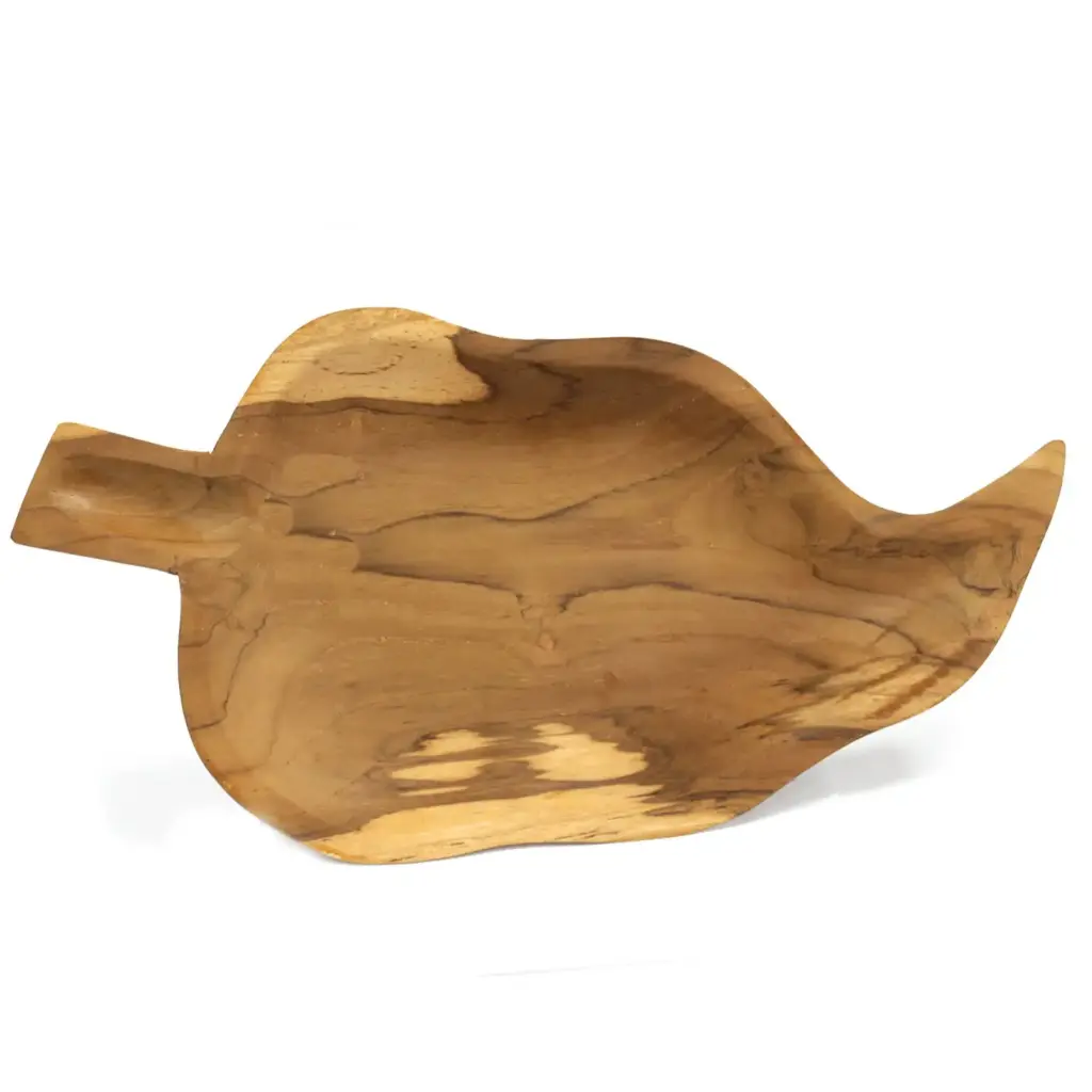 Teak Leaf Shaped Bowl – aprox 32cm | www.artisangoods.co.uk