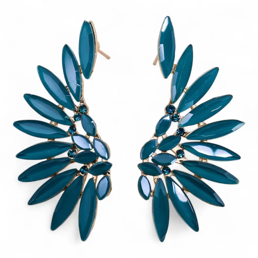 Teal Green – Vintage Glass – Angel Wings – Earrings | www.artisangoods.co.uk