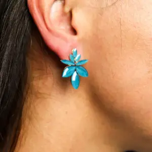 Teal Green – Vintage Glass – Flowers – Earrings | www.artisangoods.co.uk 3