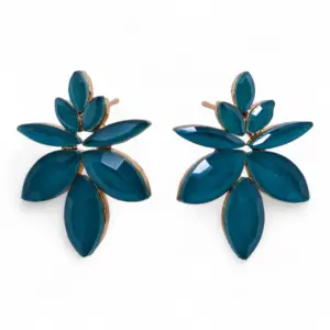 Teal Green – Vintage Glass – Flowers – Earrings | www.artisangoods.co.uk 2