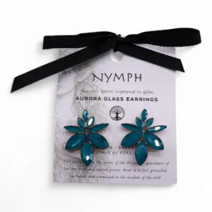 Teal Green – Vintage Glass – Flowers – Earrings | www.artisangoods.co.uk