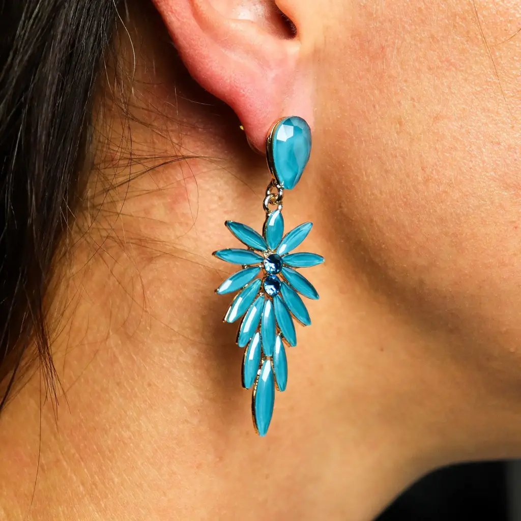 Teal Green – Vintage Glass – Long Drop – Earrings | www.artisangoods.co.uk 2