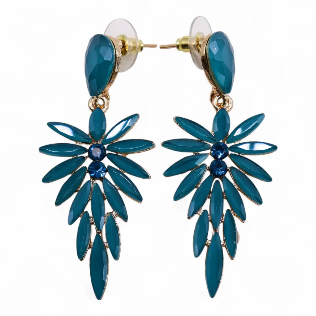 Teal Green – Vintage Glass – Long Drop – Earrings | www.artisangoods.co.uk