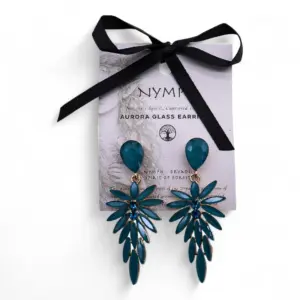 Teal Green – Vintage Glass – Long Drop – Earrings | www.artisangoods.co.uk 3