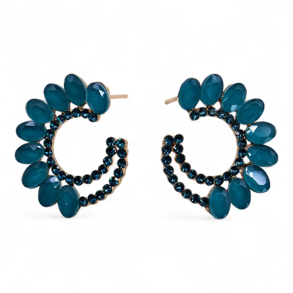 Teal Green – Vintage Glass – Loop – Earrings | www.artisangoods.co.uk