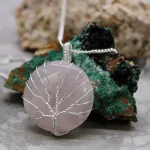 Tree of Life Gemstone Necklace – Rose Quartz | www.artisangoods.co.uk 2