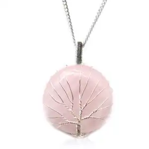 Tree of Life Gemstone Necklace – Rose Quartz | www.artisangoods.co.uk 1