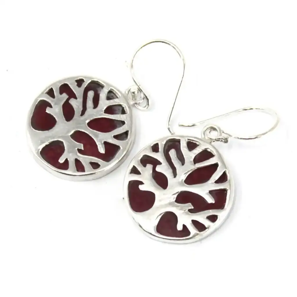 Tree of Life Silver Earrings 15mm – Coral Effect | www.artisangoods.co.uk