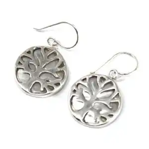 Tree of Life Silver Earrings 15mm – Mother of Pearl | www.artisangoods.co.uk 1