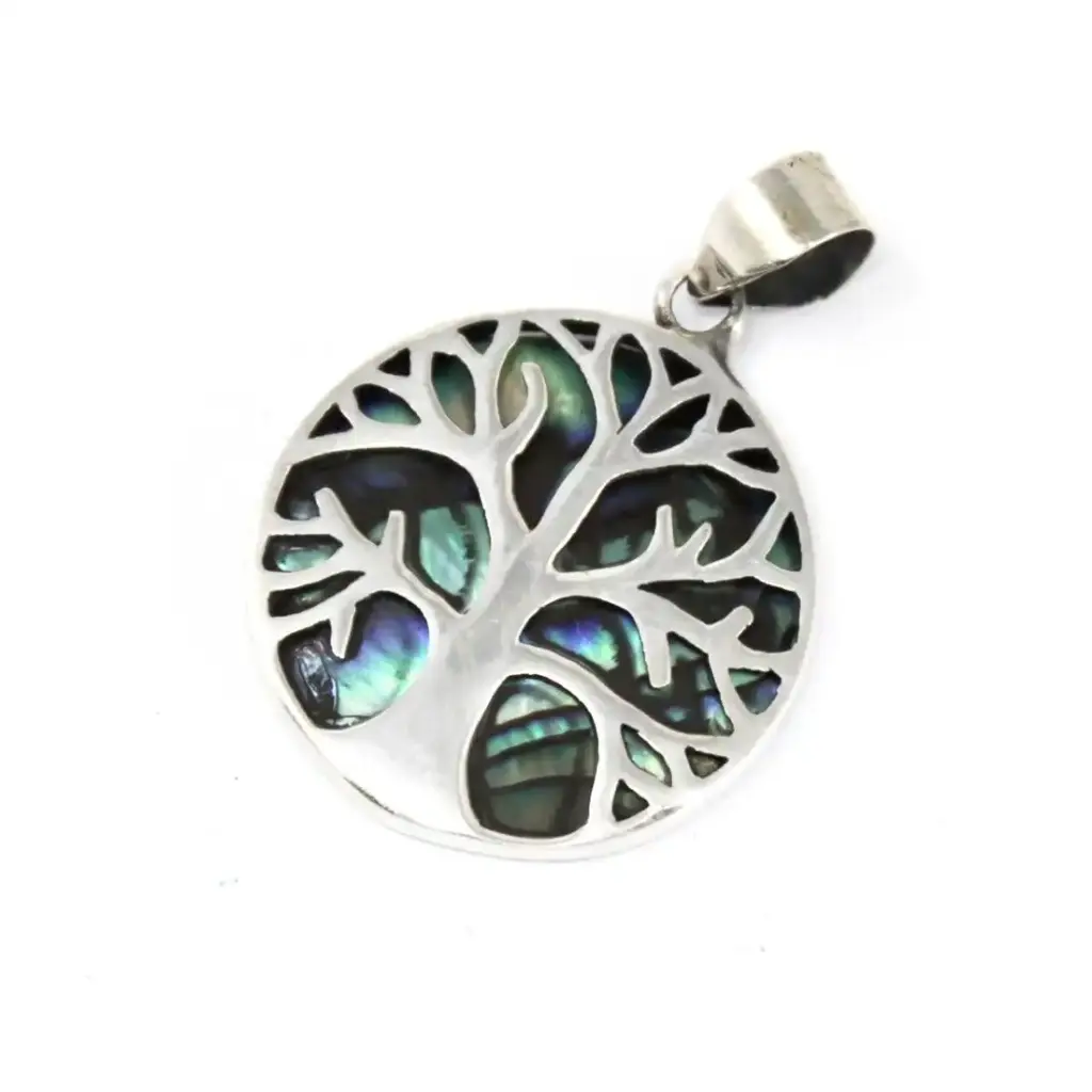 Tree of Life Silver Pendant 22mm – Abalone | www.artisangoods.co.uk