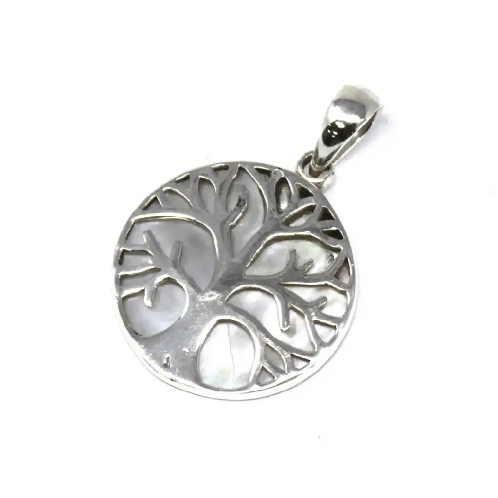 Tree of Life Silver Pendant 22mm – Mother of Pearl | www.artisangoods.co.uk