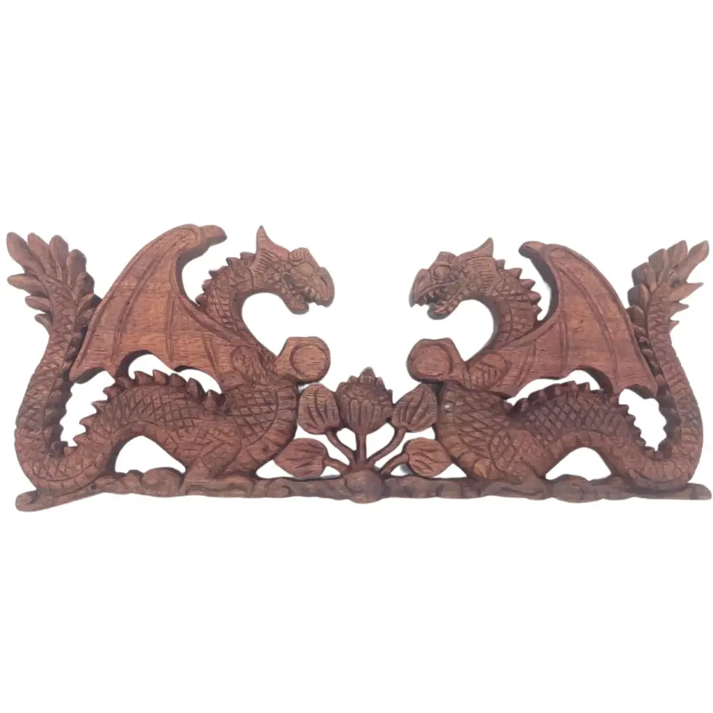Two Facing Dragon Plaque Carving – 40x15cm | www.artisangoods.co.uk Two Facing Dragon Plaque Carving – 40x15cm | www.artisangoods.co.uk