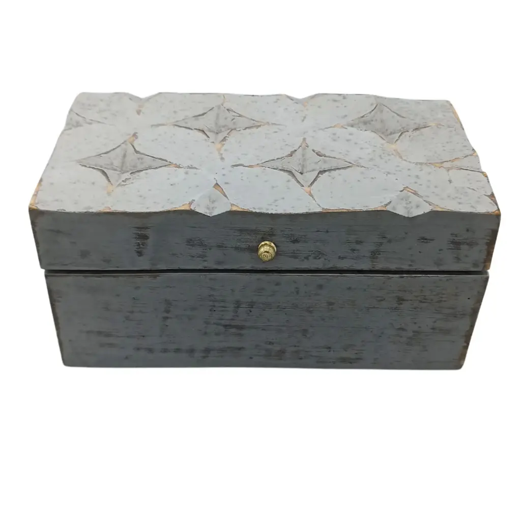 Vintage Deco – Multi Purpose Box – 22x12x10cm – Grey Star | www.artisangoods.co.uk