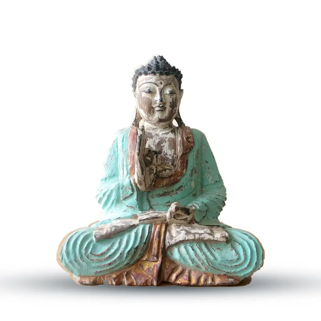 Vintage Mint Hand Carved Buddha Statue – 30cm – Teaching Transmission | www.artisangoods.co.uk