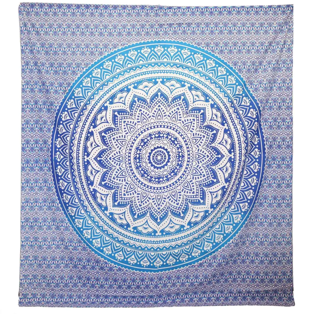 Wall Hanging / Beach Spread – Umrao Mandala – Blue | www.artisangoods.co.uk