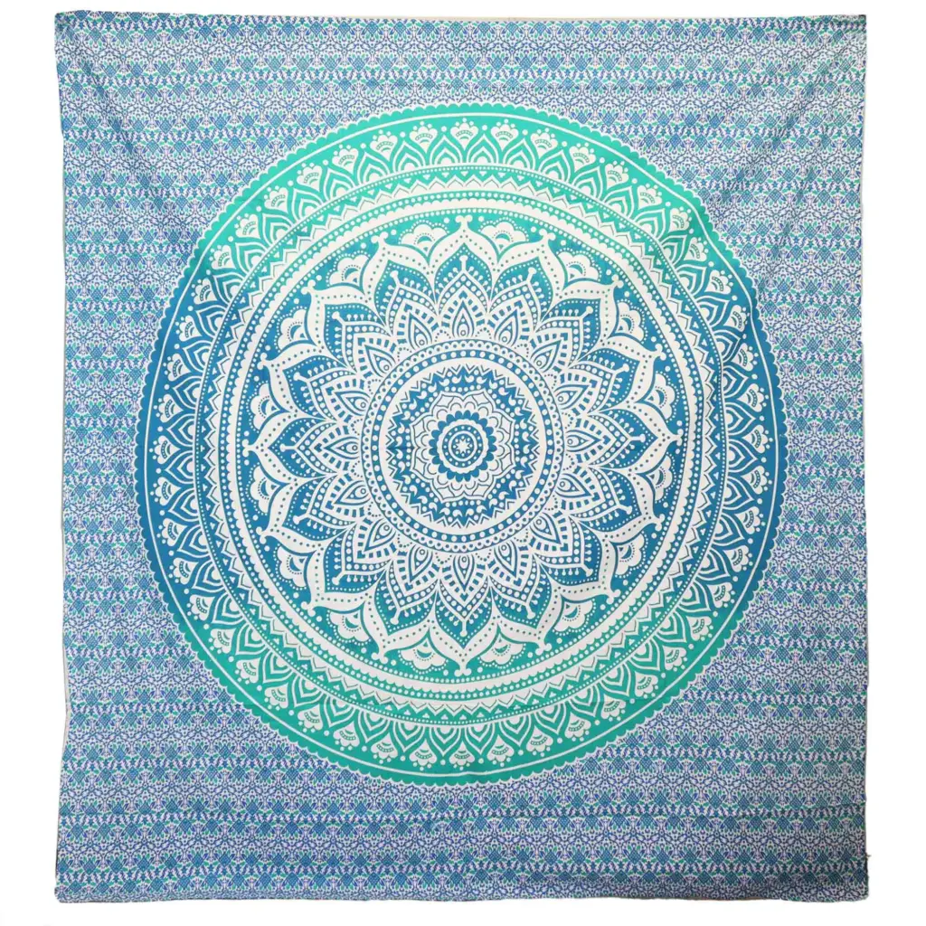 Wall Hanging / Beach Spread – Umrao Mandala – Green | www.artisangoods.co.uk