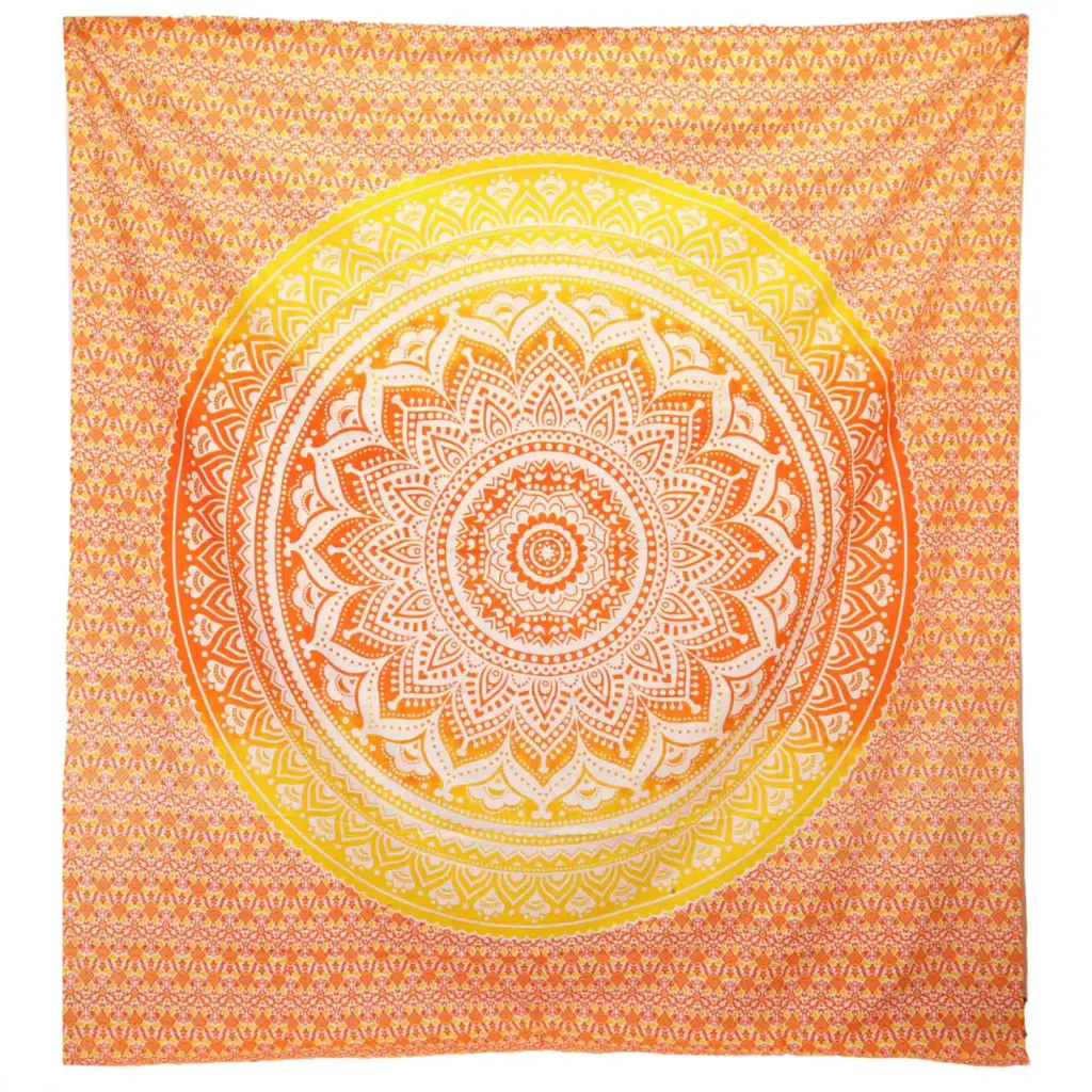 Wall Hanging / Beach Spread – Umrao Mandala – Orange | www.artisangoods.co.uk