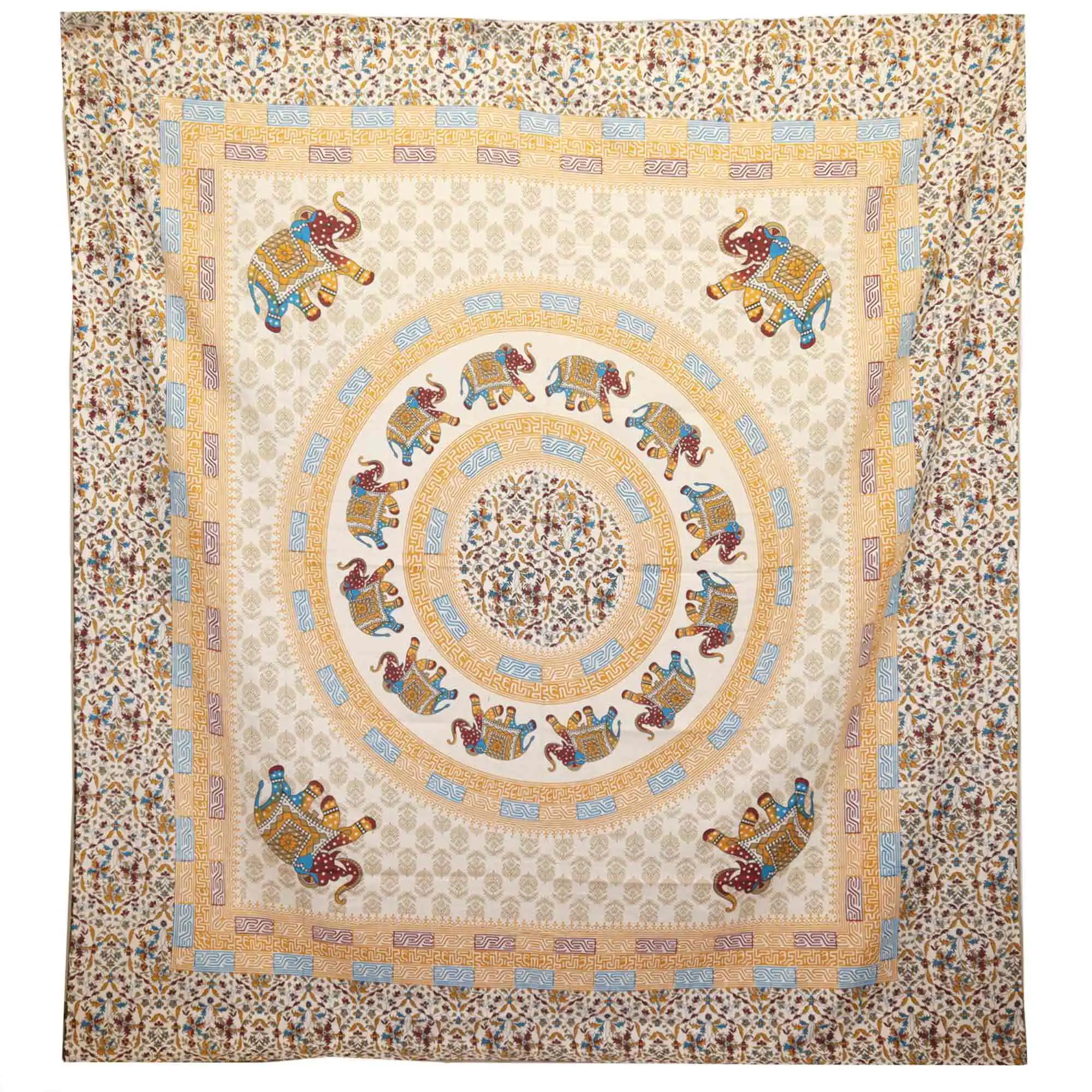 Wall Hanging / Spread – Elephant Mandala – Brown/Orange on Cream | www.artisangoods.co.uk 2 Wall Hanging / Spread – Elephant Mandala – Brown/Orange on Cream | www.artisangoods.co.uk