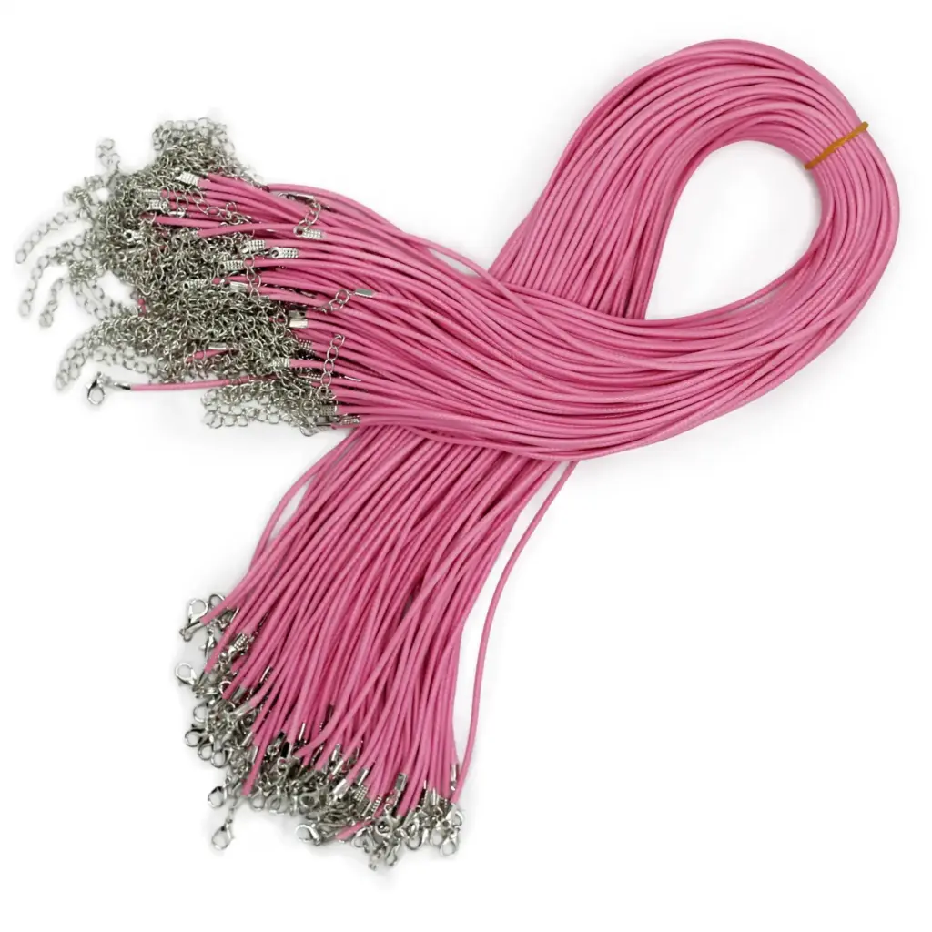 Waxed Pendant Cord –  2mm x 55cm – Pink 102 | www.artisangoods.co.uk 2