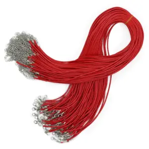 Waxed Pendant Cord –  2mm x 55cm – Red 105 | www.artisangoods.co.uk 2