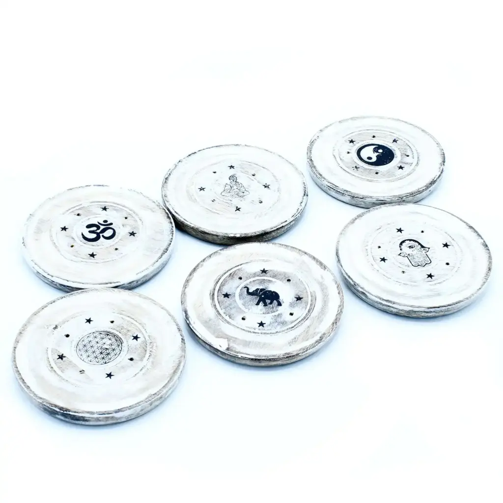 White Washed Incense Holder – Cone and Incense Disc | www.artisangoods.co.uk