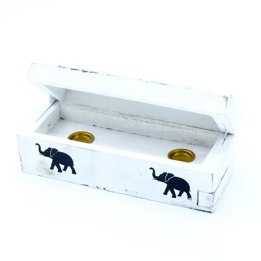 White Washed Incense Holder – Cone Smoke Box 15 cm | www.artisangoods.co.uk