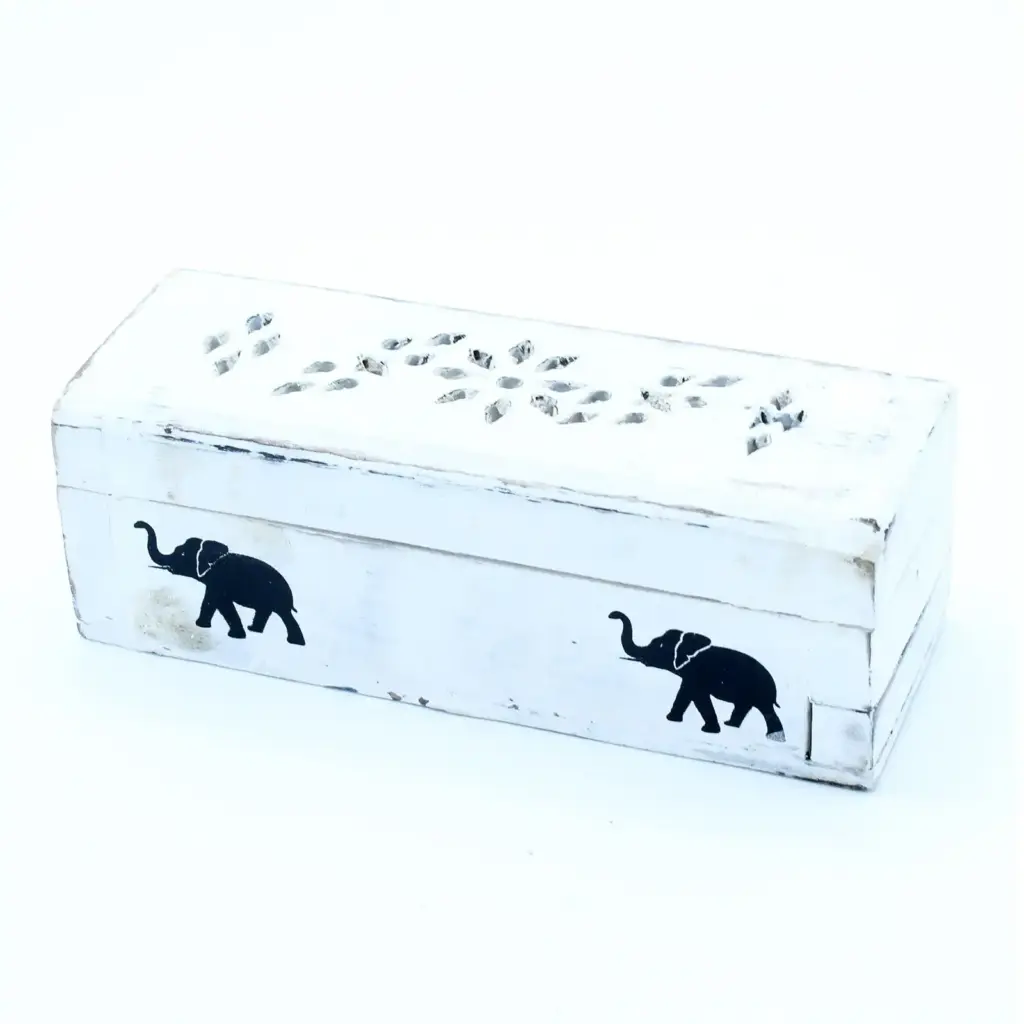 White Washed Incense Holder – Cone Smoke Box 15 cm | www.artisangoods.co.uk 2
