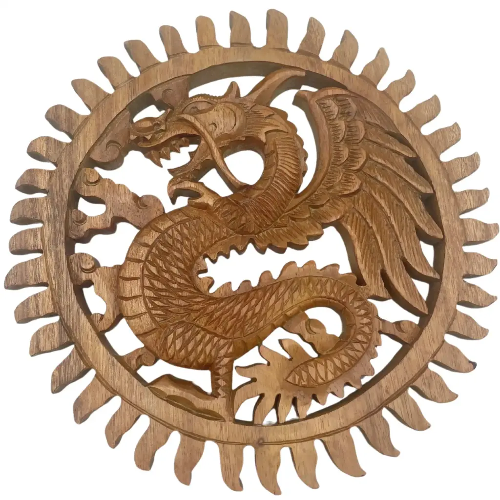 Winged Sun Dragon Plaque Carving – 30m | www.artisangoods.co.uk Winged Sun Dragon Plaque Carving – 30m | www.artisangoods.co.uk